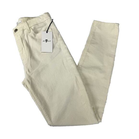 7 For All Mankind Womens 28 Skinny Ivory Cream Soft Corduroy Jeans - Picture 1 of 13